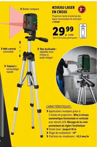 Lidl Niveau laser en croix parkside offre