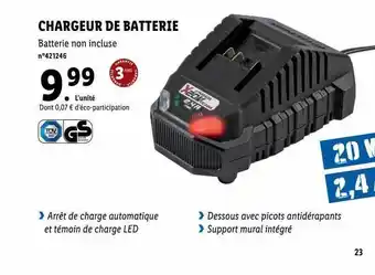 Lidl Chargeur de batterie x20v team parkside offre