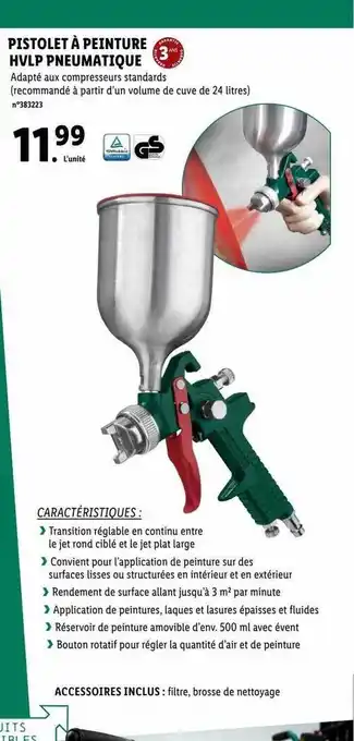 Lidl Pistolet à peinture hvlp pneumatique offre