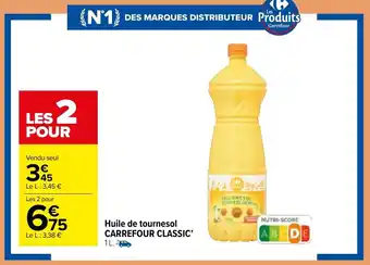 Carrefour Market Huile de tournesol CARREFOUR CLASSIC offre