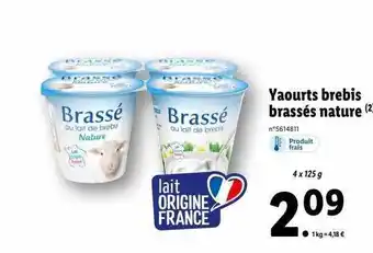 Lidl Yaourts brebis brassés nature offre