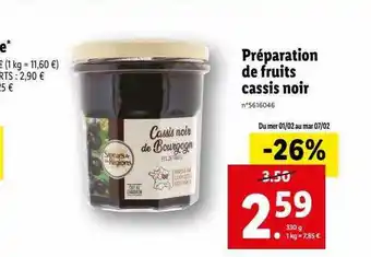 Lidl Préparation de fruits cassis noir offre