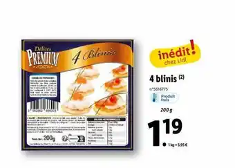 Lidl 4 blinis délices premium offre
