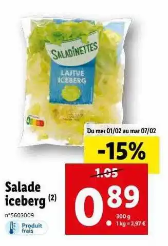 Lidl Salade iceberg offre