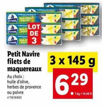 Lidl Petit navire filets de maquereaux offre
