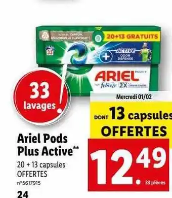 Lidl Ariel pods plus active offre