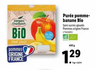 Lidl Purée pomme-banane bio offre