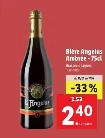Lidl Bière angelus ambrée offre