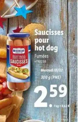 Lidl Saucisses pour hot dog offre
