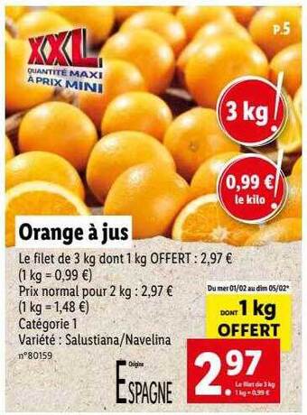 Lidl Orange à jus offre