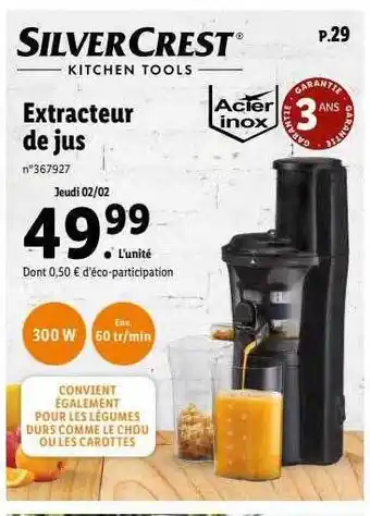 Lidl Extracteur de jus silvercrest offre