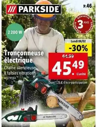 Lidl Tronçonneuse électrique parkside offre