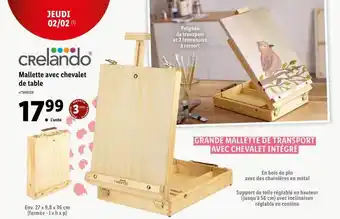 Lidl Crelando mallette avec chevalet de table offre