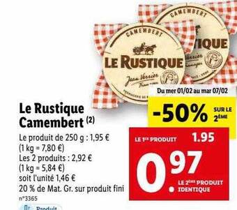 Lidl Le rustique camembert offre