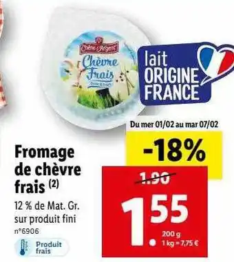Lidl Fromage de chèvre frais offre