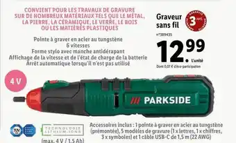 Lidl Graveur sans fil parkside offre