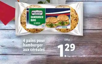 Lidl Mcennedy 4 pains pour hamburger aux céréales offre