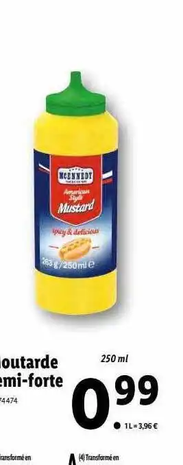 Lidl Moutarde demi-forte mcennedy offre