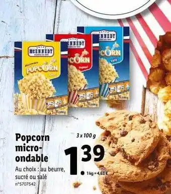 Lidl Popcorn micro-ondable mcennedy offre