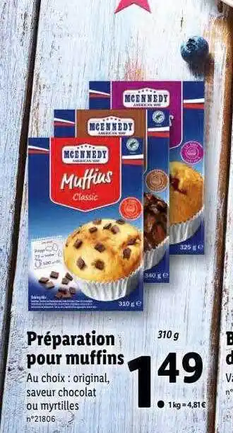Lidl Préparation pour muffins mcennedy offre