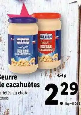 Lidl Beurre de cacahuètes mcennedy offre