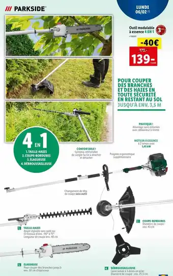 Lidl Parkside outil modulable à essence offre