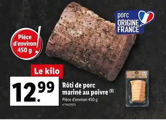 Lidl Rôti de porc mariné au poivre offre