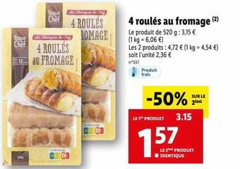 Lidl 4 roulés au fromage offre