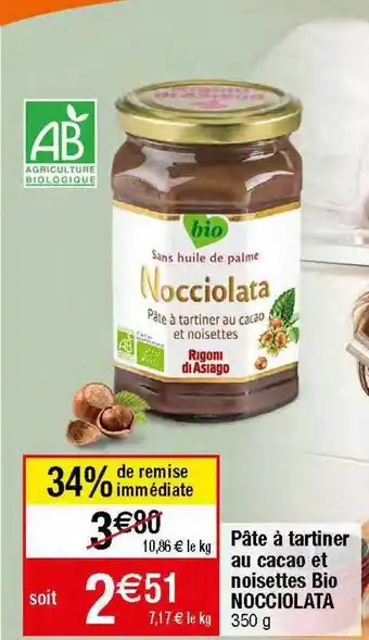 Migros Pâte à tartiner au cacao et noisettes bio nocciolata offre