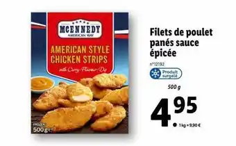 Lidl Mcennedy filets de poulet panés sauce épicée offre