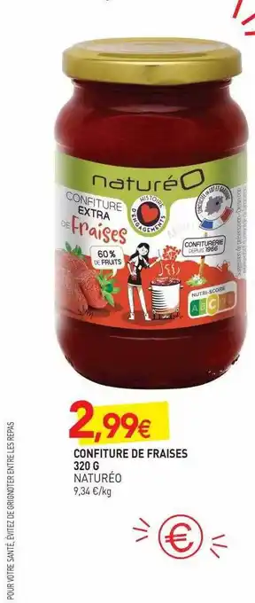 naturéO Confiture de fraises naturéo - 320 g offre