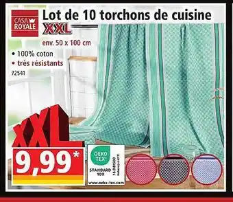 Norma Lot de 10 torchons de cuisine xxl casa royale offre