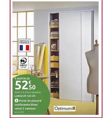 Mr Bricolage Porte de placard coulissante blanc veiné 2 vantaux optimum offre