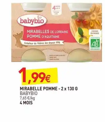 naturéO Mirabelle pomme babybio - 2x 130 g offre