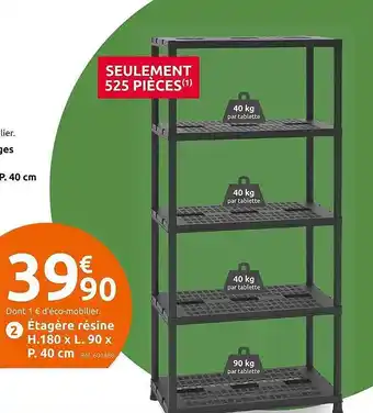 Mr Bricolage Étagère résine h. 180 x l. 90 x p. 40 cm offre