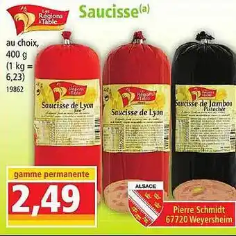 Norma Saucisse les régions à table offre