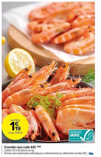 Carrefour Market Crevette rose cuite asc offre