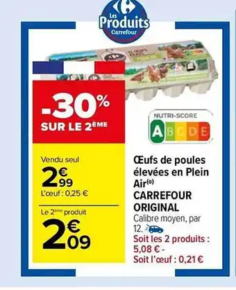 Carrefour Market Oeufs de poules élevées en plein air offre
