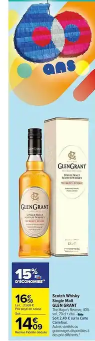 Carrefour Market Scotch whisky single malt glen grant offre