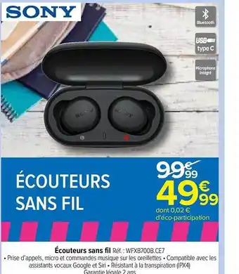 Carrefour Market Écouteurs sans fil sony offre
