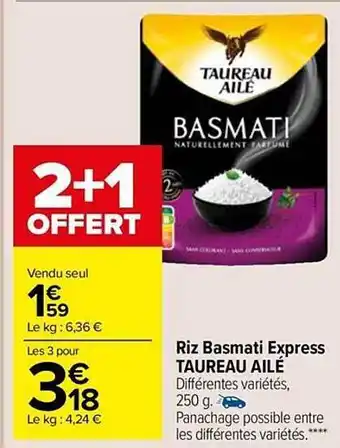 Carrefour Market Riz basmati express taureau ailé offre