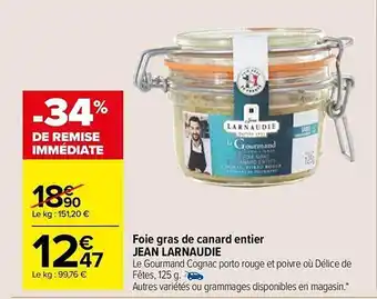 Foie gras de canard entier jean larnaudie