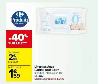 Carrefour Market Lingettes aqua carrefour baby offre