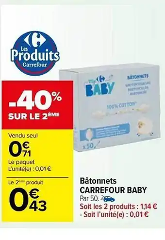 Carrefour Market Bâtonnets carrefour baby offre