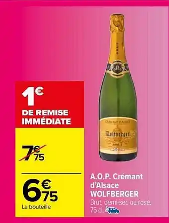 Carrefour Market Aop crémant d'alsace wolfberger offre