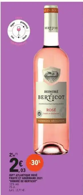 E.Leclerc Igp atlantique rosé fruité et gourmand 2021 offre