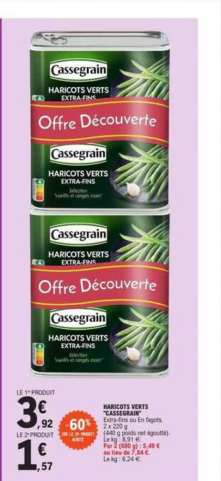 E.Leclerc Haricots verts cassegrain offre