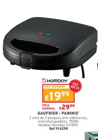 Trafic Gaufrier - paninis offre