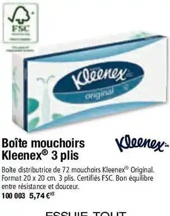 Boîte mouchoirs kleenex 3 plis
