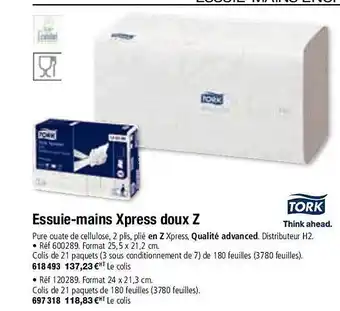 Hyperburo Essuie-mains xpress doux z tork offre